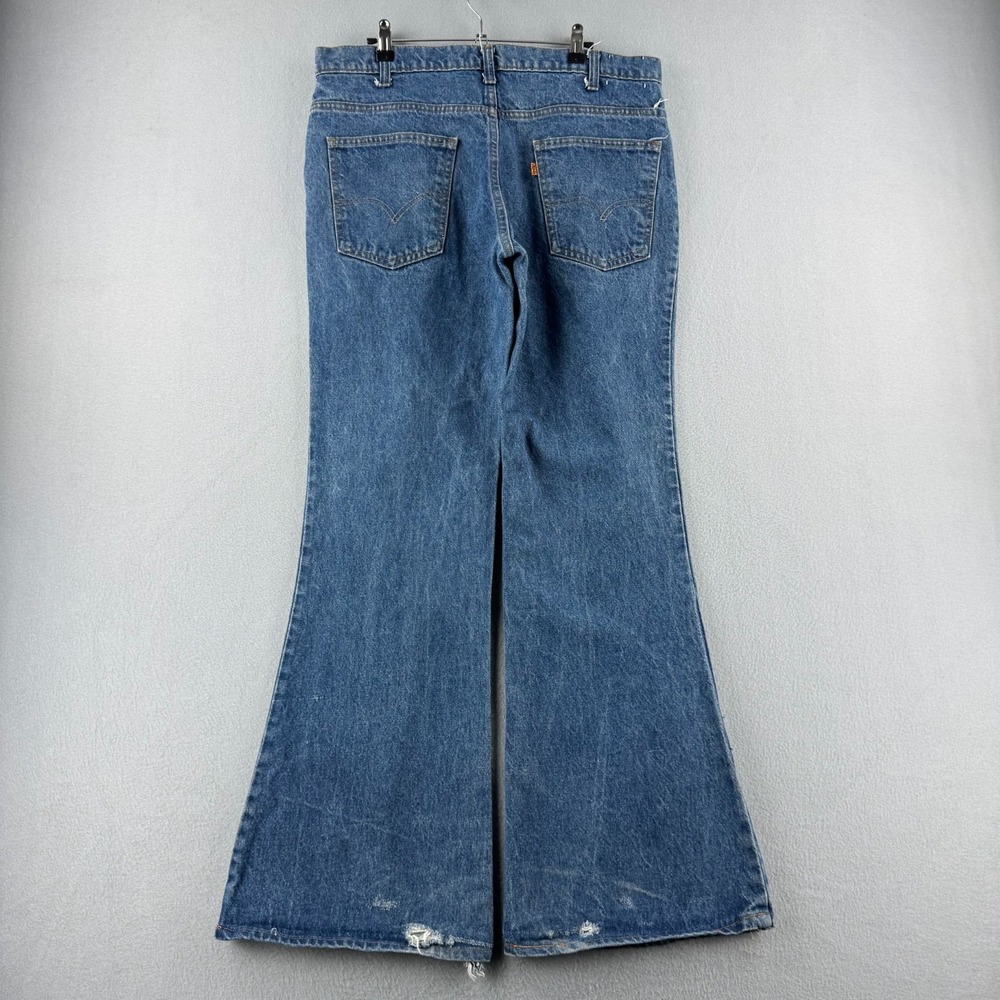 Levis Big Bell Bottom Jeans Mens 35x32 70s Talon Zip Flare Orange Tab USA